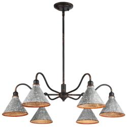Jasper Chandelier in Antique Black Iron with Galvanized Steel