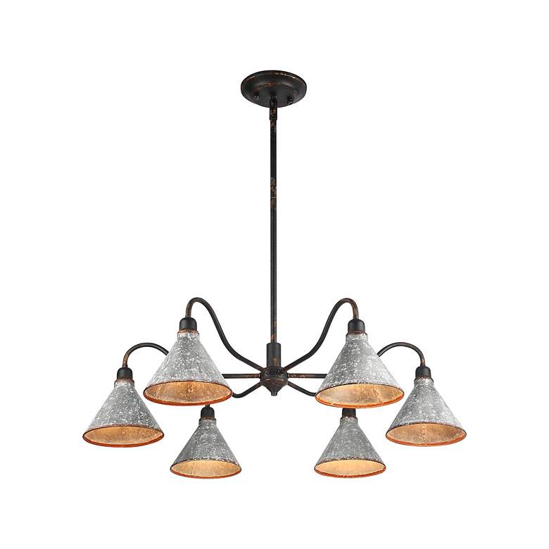 Image 2 Jasper Chandelier in Antique Black Iron with Galvanized Steel more views
