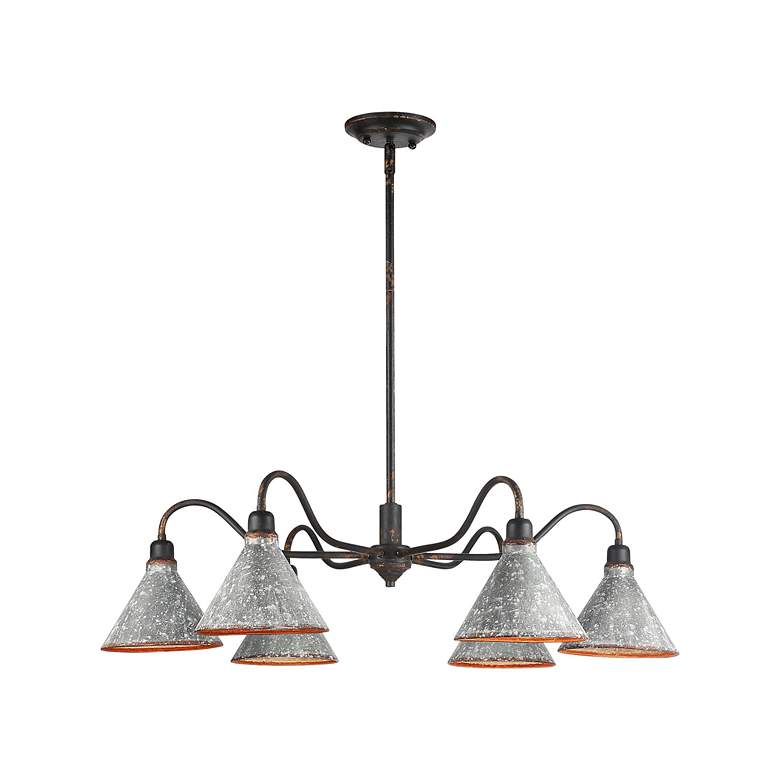 Image 3 Jasper Chandelier in Antique Black Iron with Galvanized Steel more views