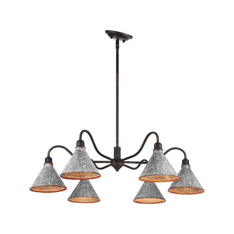 Image 4 Jasper Chandelier in Antique Black Iron with Galvanized Steel more views