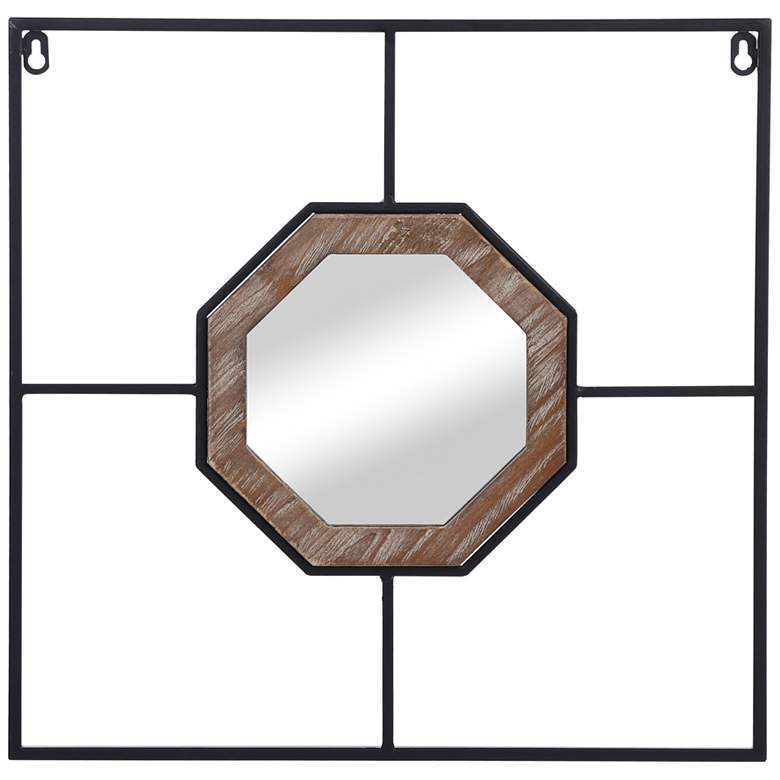 Image 1 Jasper Farmhouse Black 18" Wall Mirror with Hexagon Frame