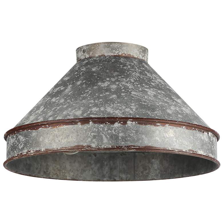 Image 1 Jasper Flush Mount in Antique Black Iron with Galvanized Steel