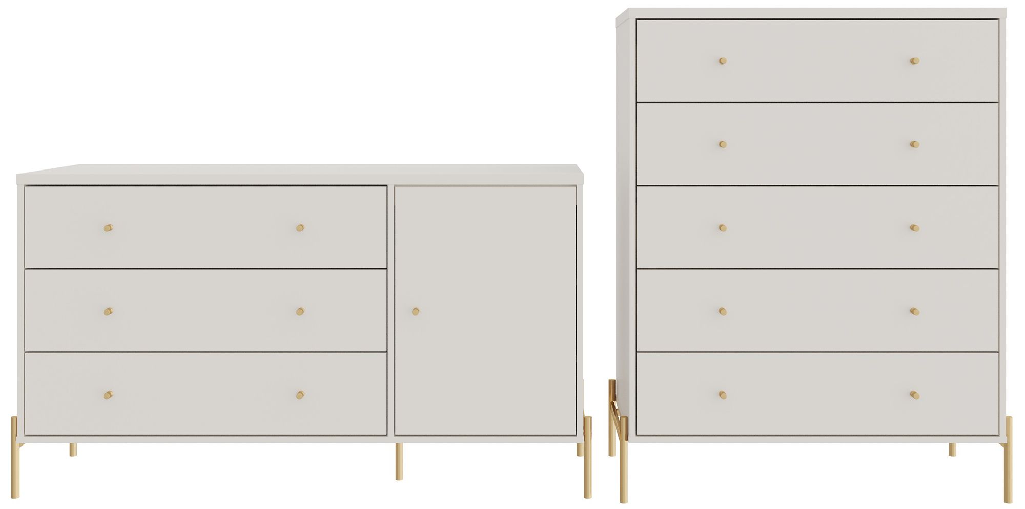 Image 2 Jasper Full Extension Sideboard Dresser and Tall Dresser Set of 2 in Off