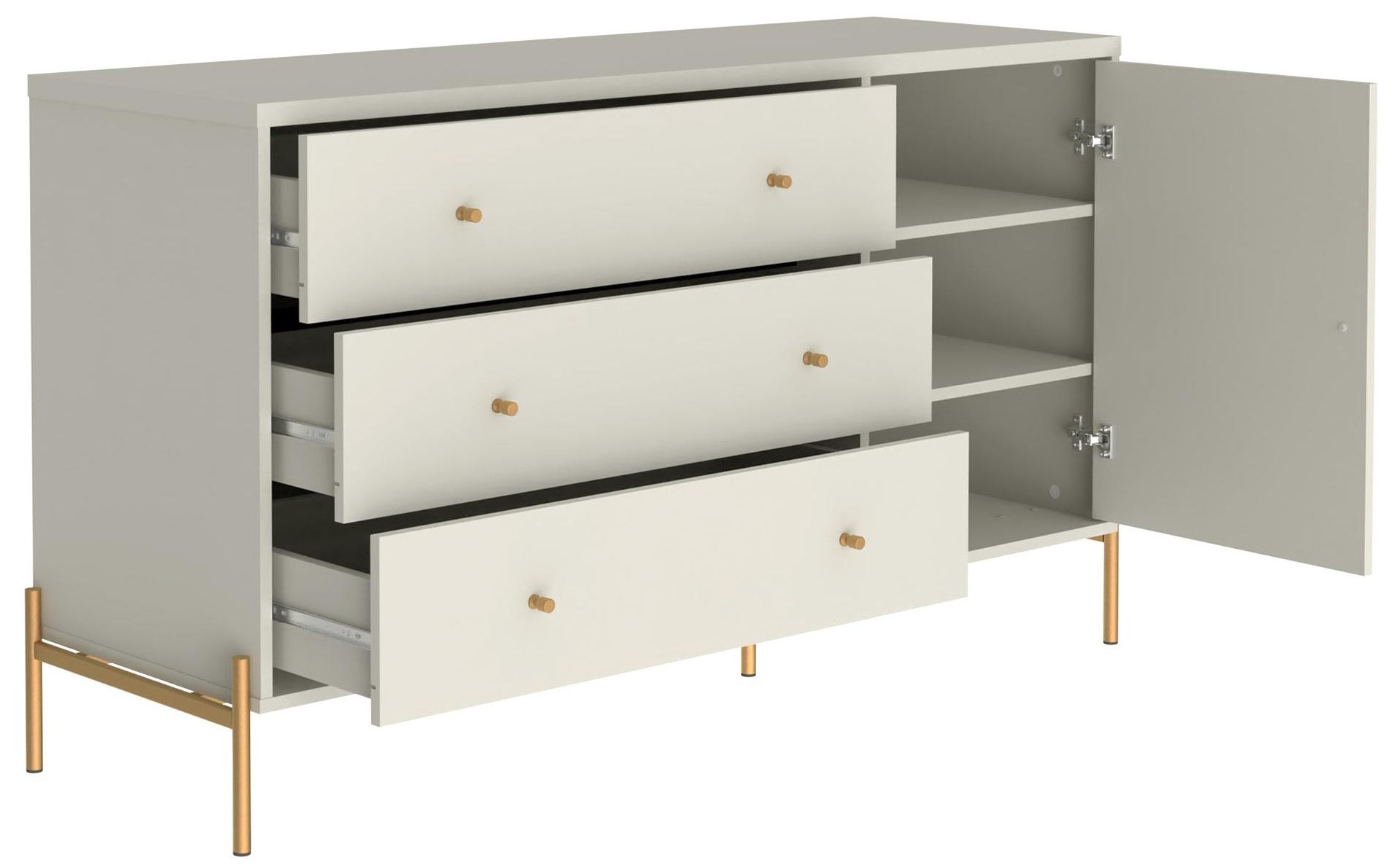 Jasper Full Extension Sideboard Dresser and Tall Dresser Set of 2 in Off