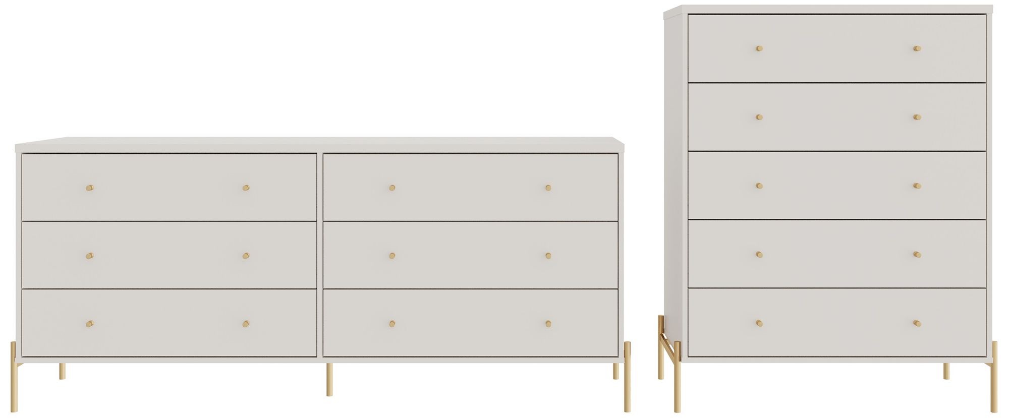 Image 2 Jasper Full Extension Tall Dresser and Double Wide Dresser Set of 2 in Off