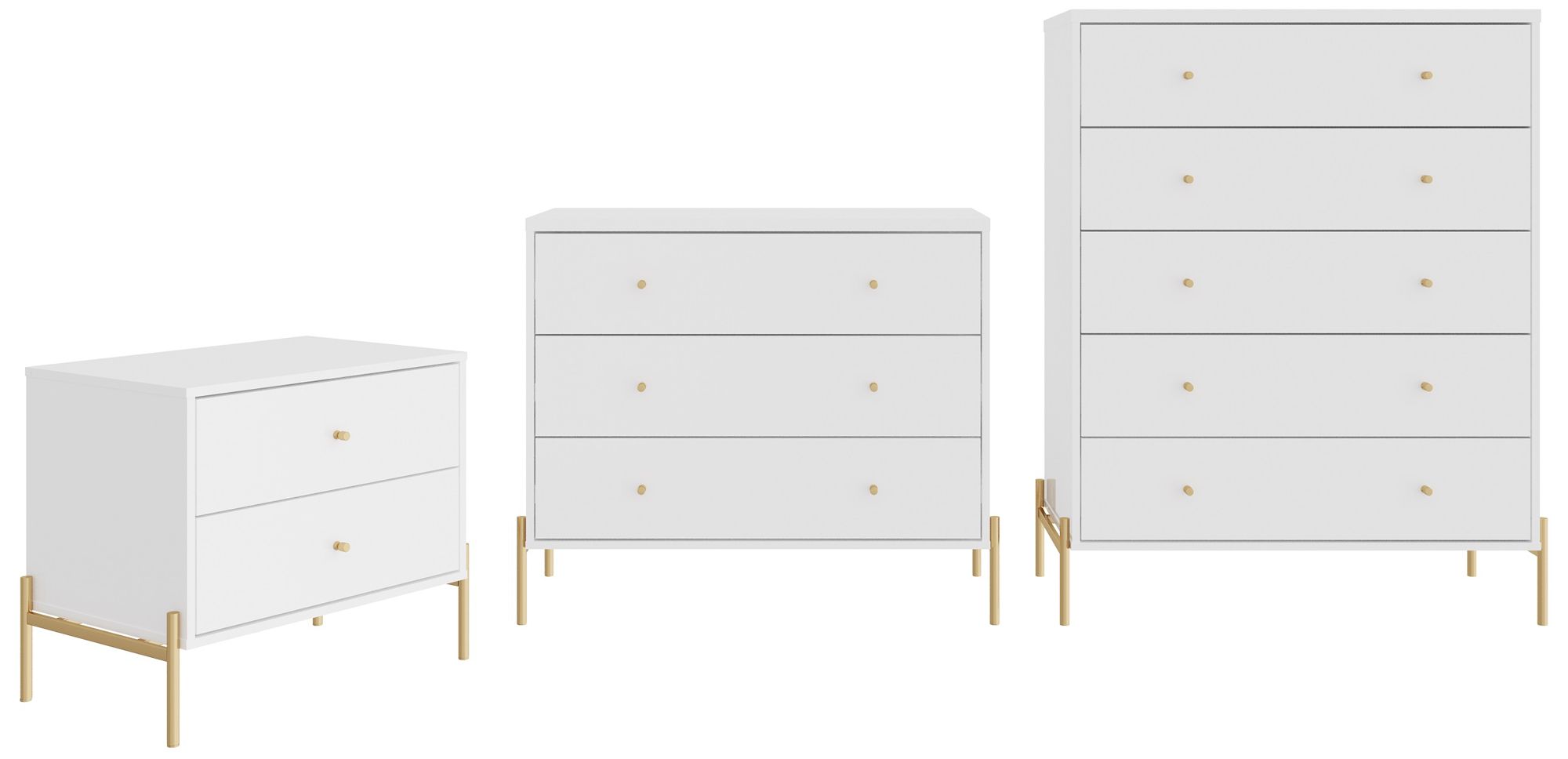 Image 2 Jasper Full Extension Tall Dresser, Classic Dresser and Nightstand Set of 3