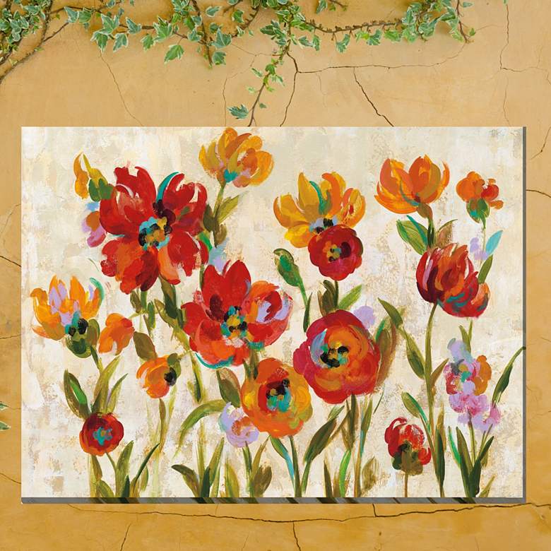 Image 1 Jaunty Garden 40" Wide Rectangular Outdoor Canvas Wall Art