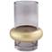 Jaurdi 7" High Clear Brown Glass and Gold Cylinder Vase