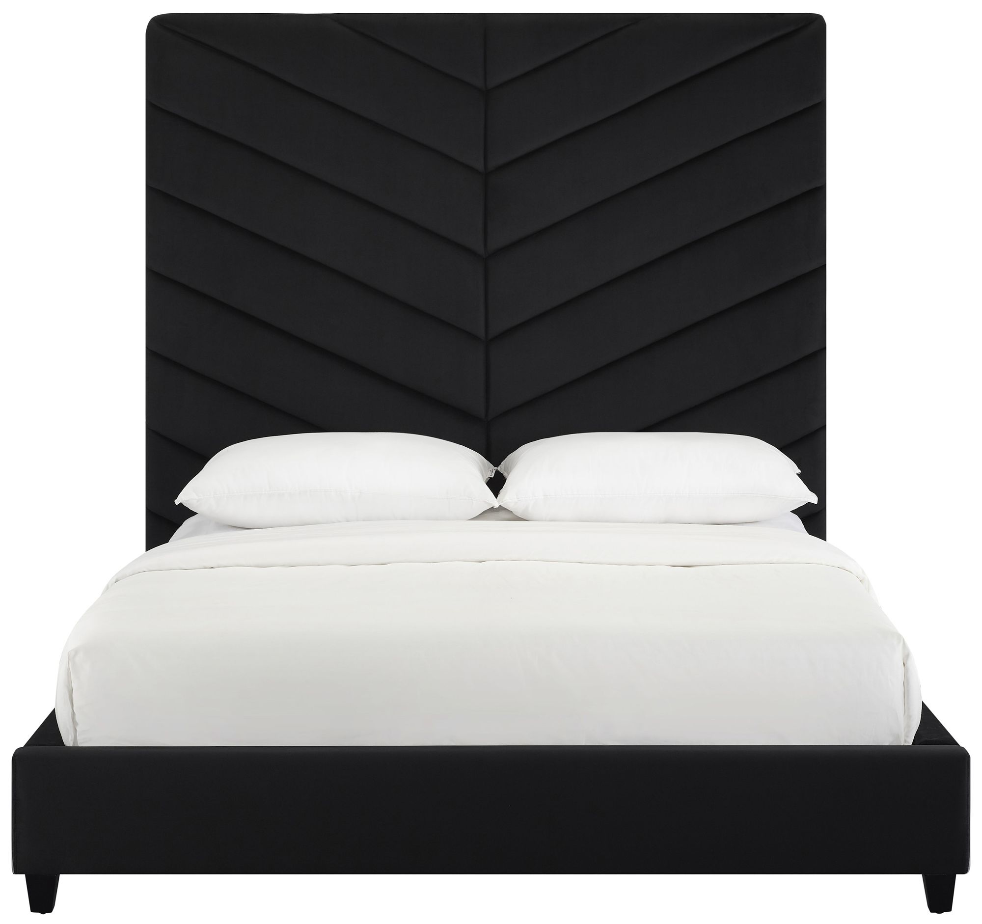 Javan Black Velvet Channel Tufted Platform Bed 80P02 Lamps Plus