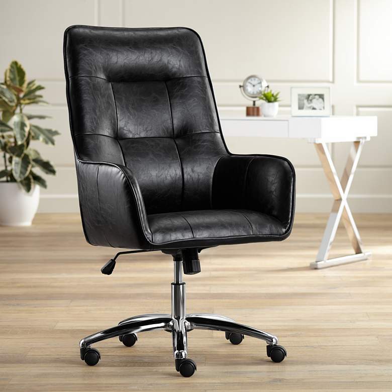Image 1 Javen Black Faux Leather Swivel Office Chair