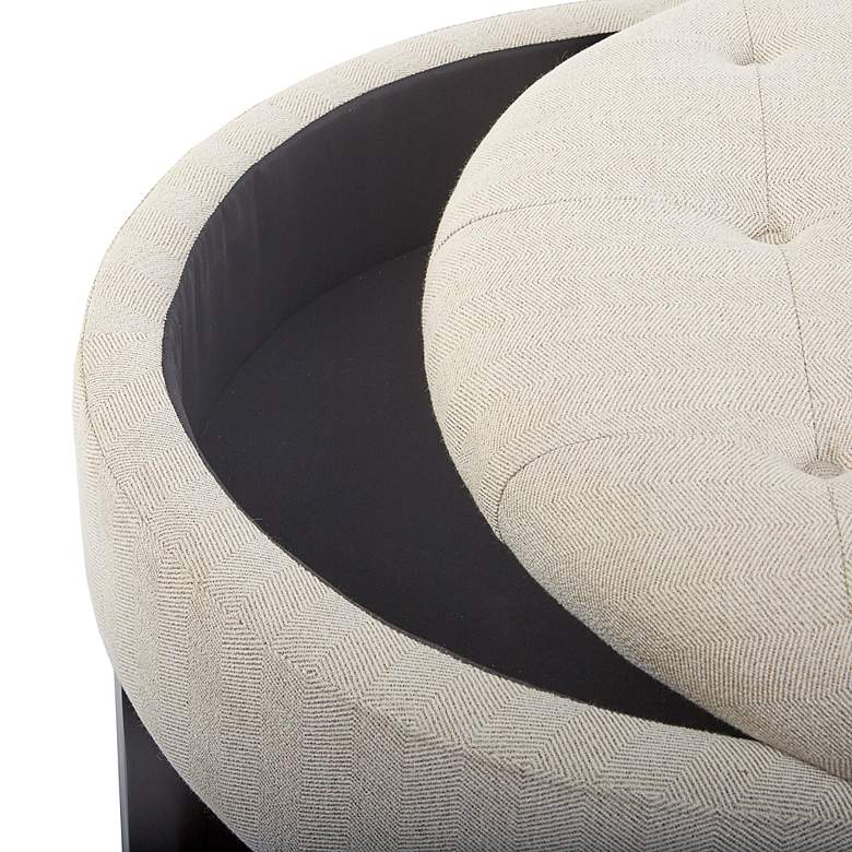 Image 3 Javier Cream Fabric Tufted Round Storage Ottoman more views