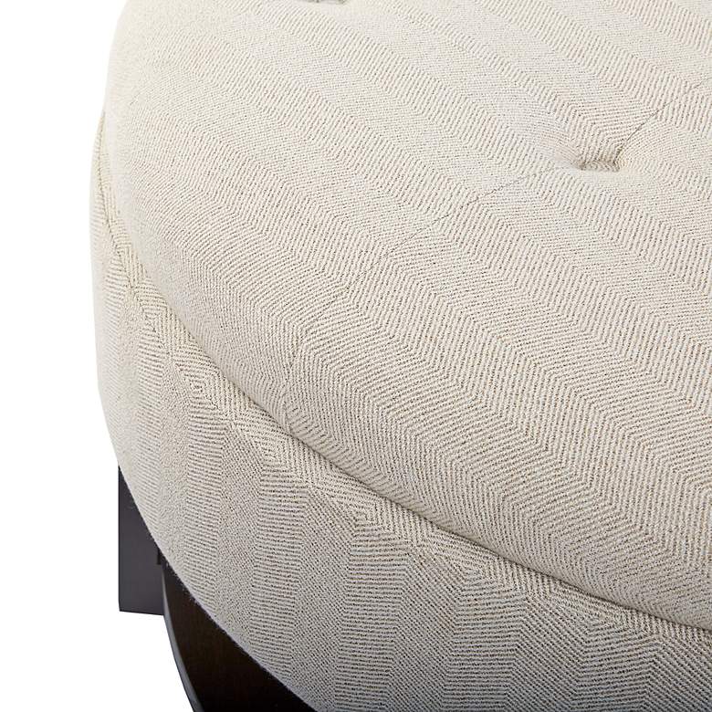 Image 5 Javier Cream Fabric Tufted Round Storage Ottoman more views