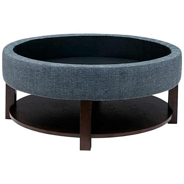 Image 5 Javier Denim Fabric Tufted Round Storage Ottoman more views