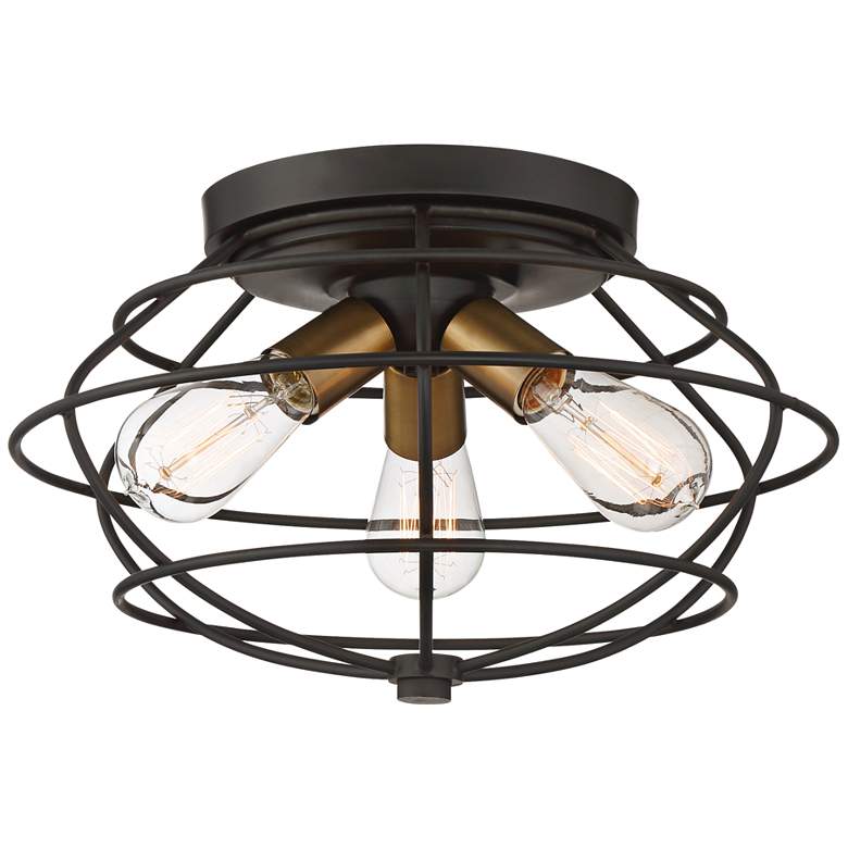 Image 2 Jax 15" Wide Vintage Bronze 3-Light Ceiling Light