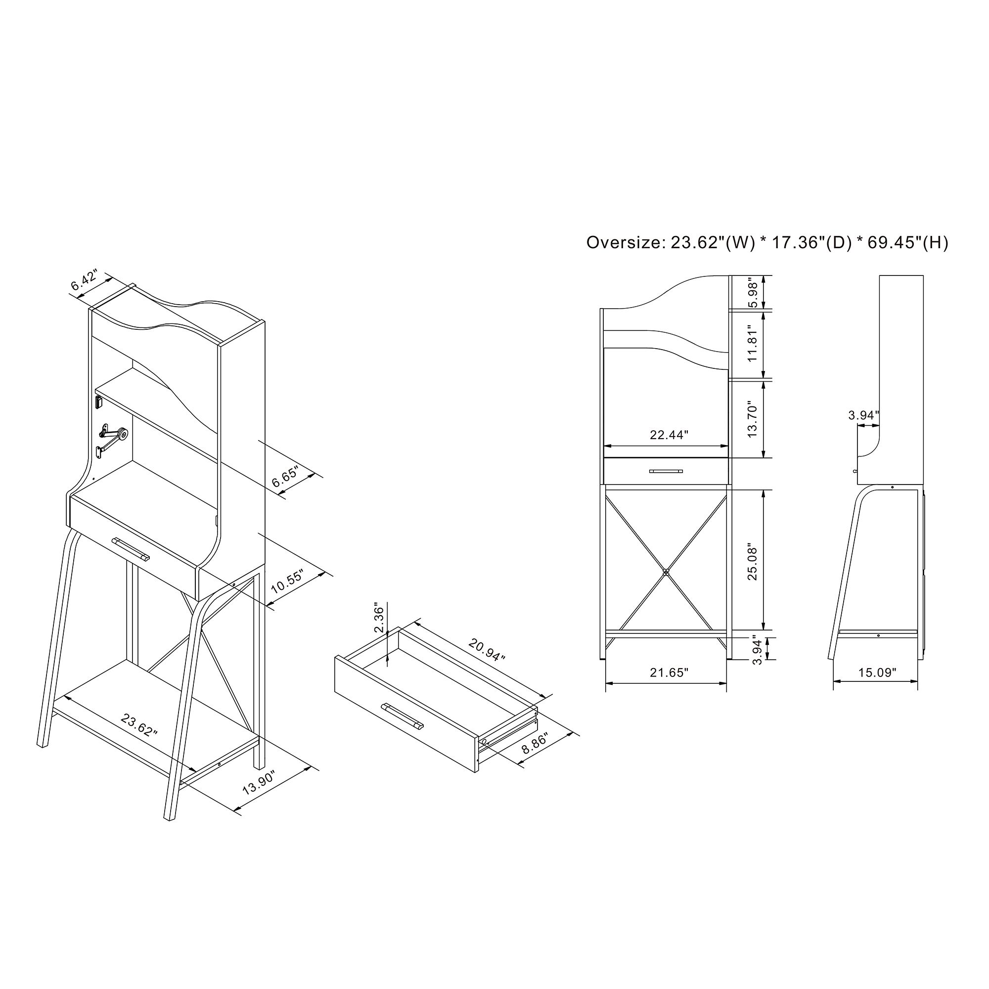 Jax 23 1/2"W Light Hickory 1-Drawer Mini Bar with Shelves