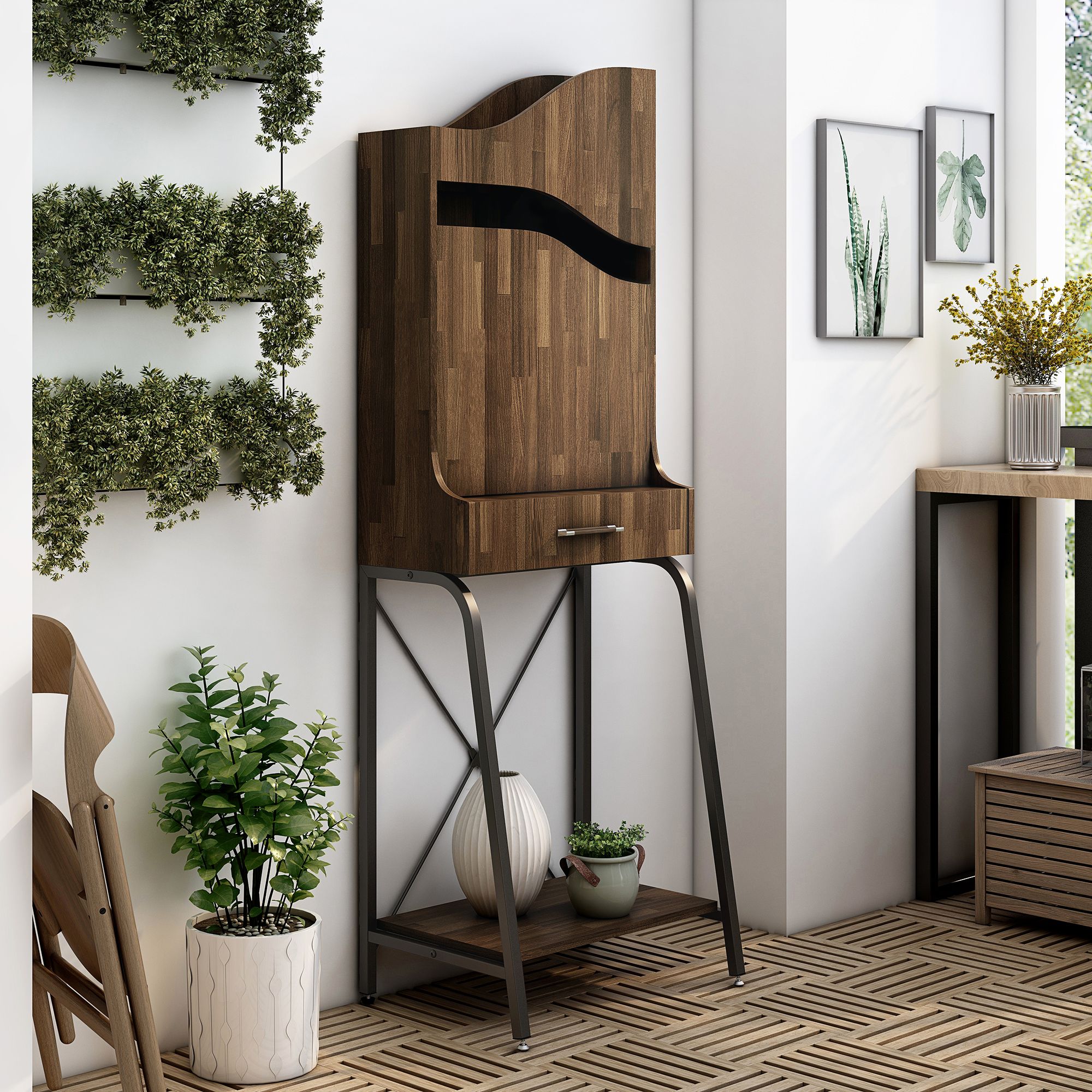 Jax 23 1/2"W Light Hickory 1-Drawer Mini Bar with Shelves