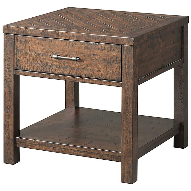 Image 5 Jax 24" Wide Cherry Wood 1-Drawer Square End Table more views
