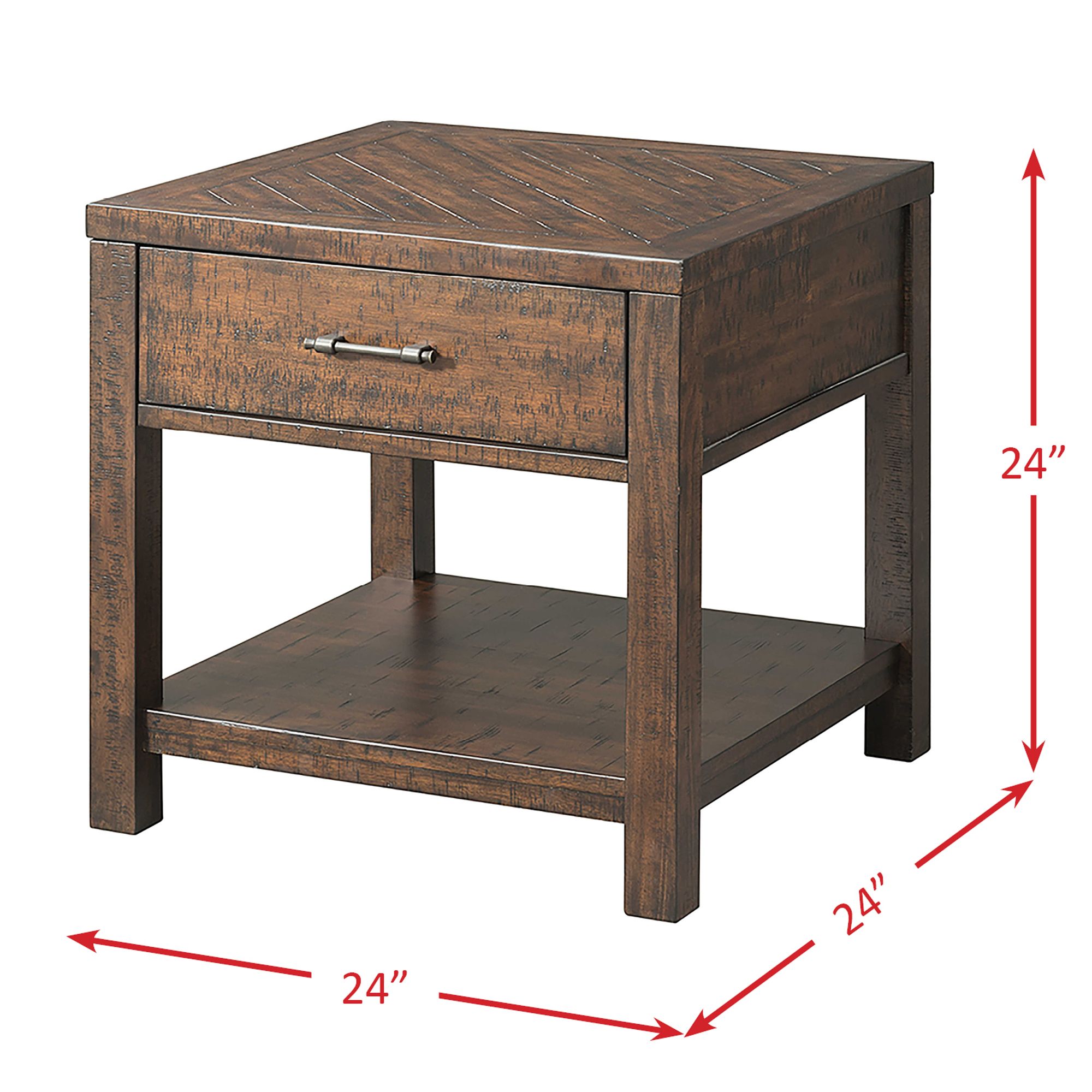 Image 6 Jax 24" Wide Cherry Wood 1-Drawer Square End Table more views