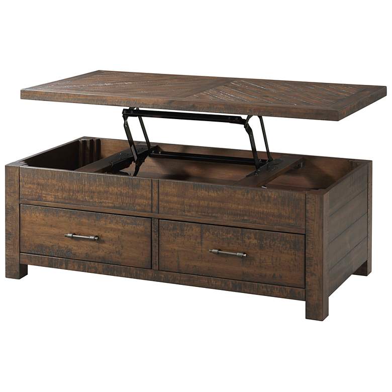 Image 3 Jax 48" Wide Cherry Wood 2-Drawer Lift-Top Coffee Table more views