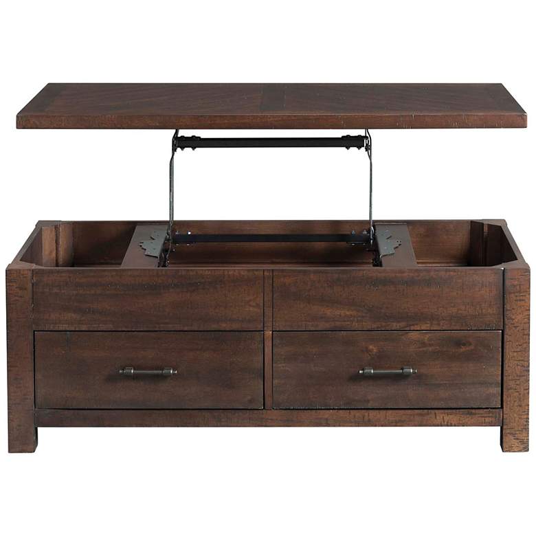Image 4 Jax 48" Wide Cherry Wood 2-Drawer Lift-Top Coffee Table more views