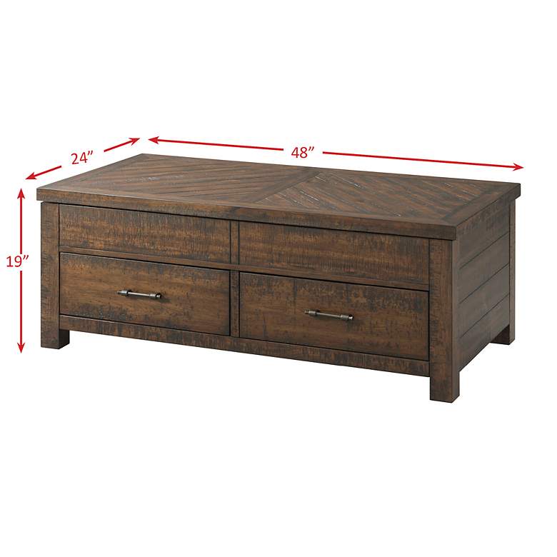 Image 6 Jax 48" Wide Cherry Wood 2-Drawer Lift-Top Coffee Table more views