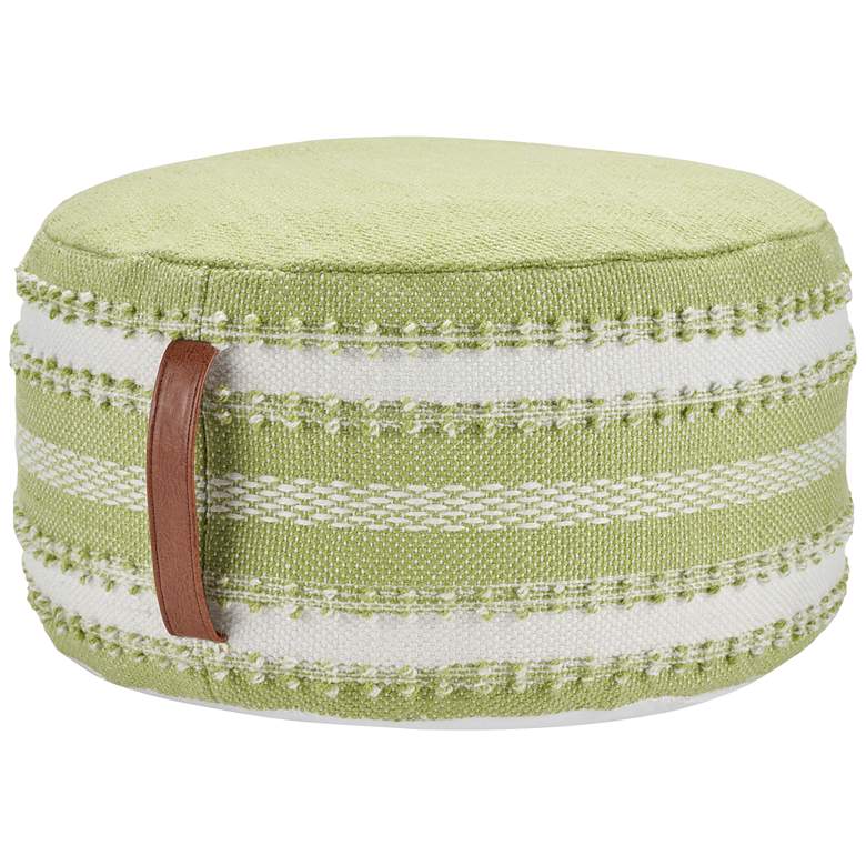 Image 2 Jax Green White Stripes Indoor/Outdoor Round Pouf Ottoman