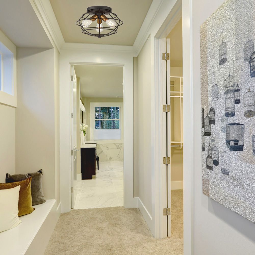 Image 6 Jax Industrial 15" Wide Vintage Bronze 3-Light Ceiling Light more views