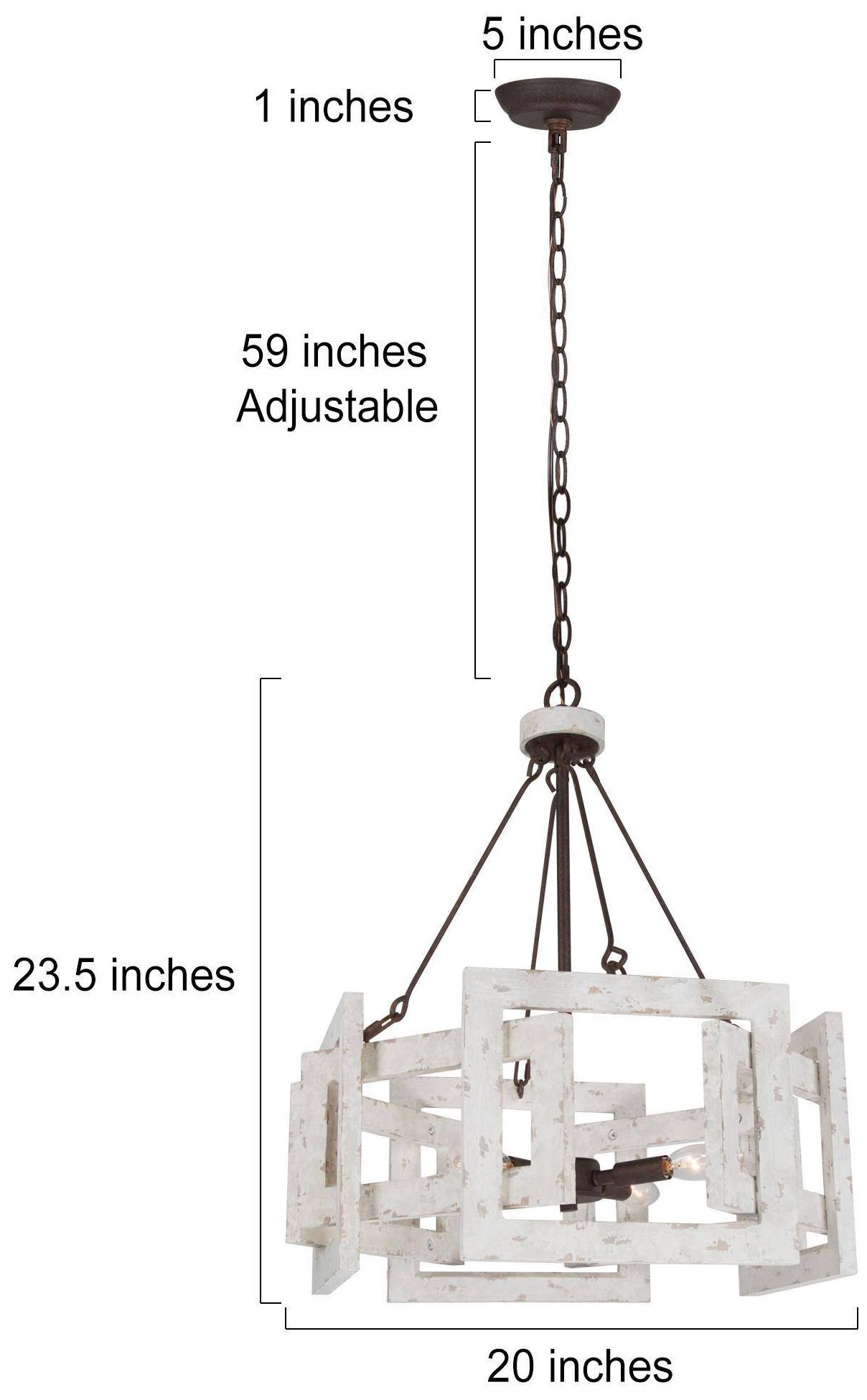 Image 4 Jaxon 20" Wide Weathered White 4-Light Chandelier more views