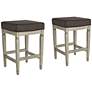 1_Jaxon 26" Gray Faux Leather and Gunpowder Wood Counter Stools Set of 2