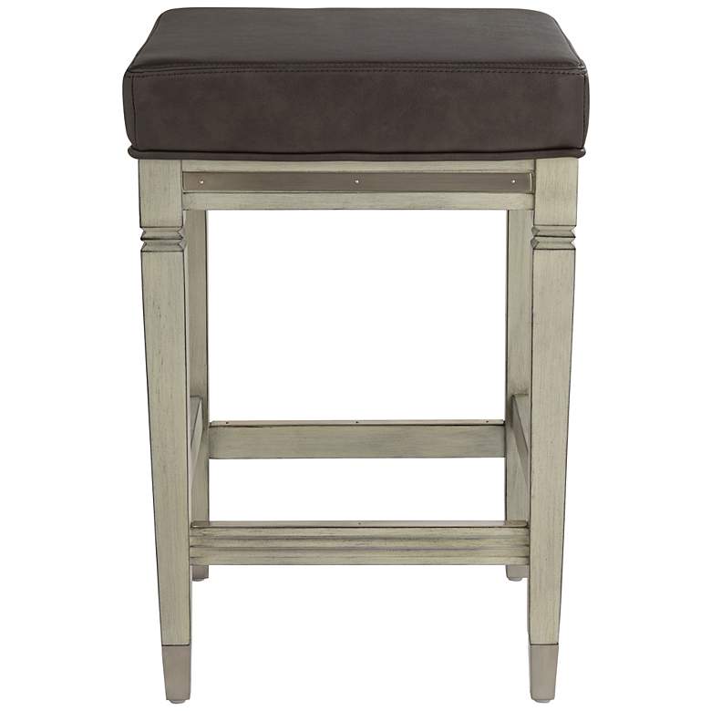 Image 6 Jaxon 26" Gray Faux Leather and Gunpowder Wood Counter Stools Set of 2 more views