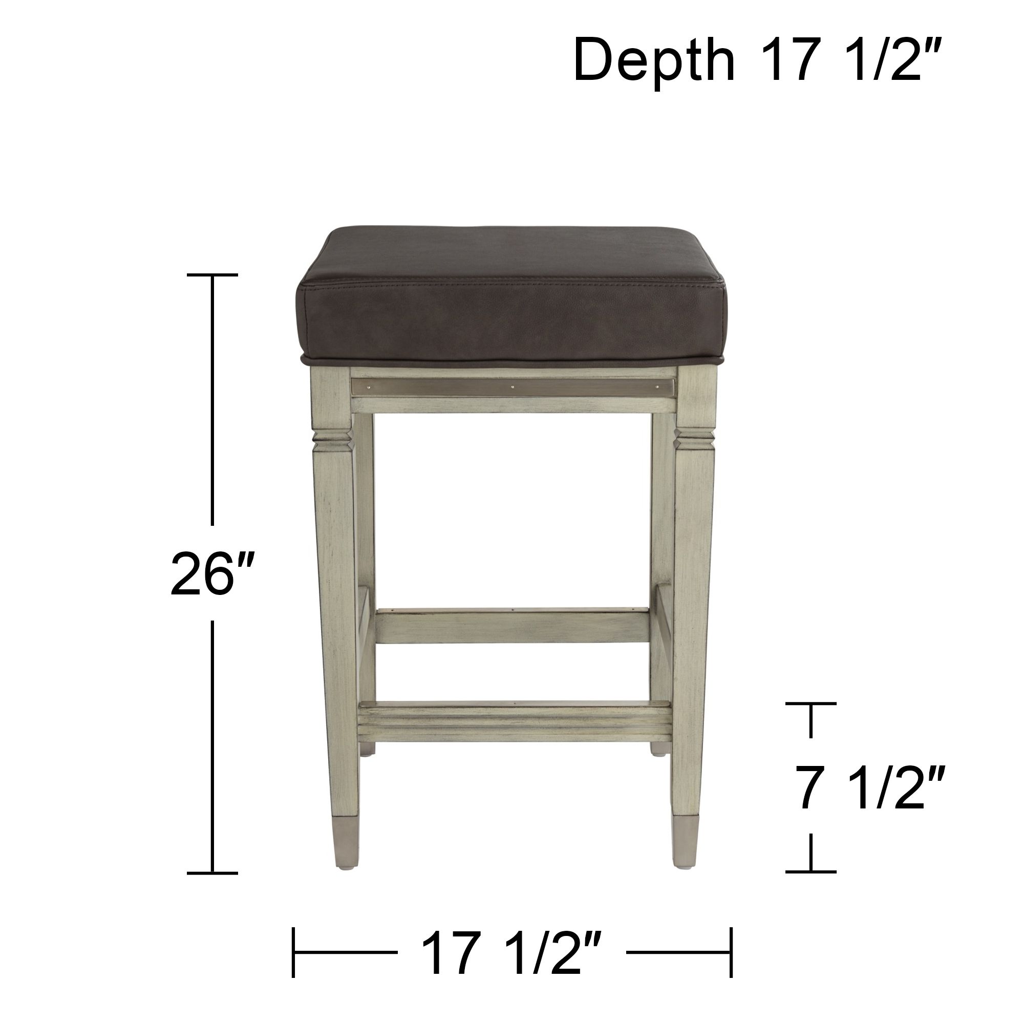 Jaxon 26" Gray Faux Leather and Gunpowder Wood Counter Stools Set of 2