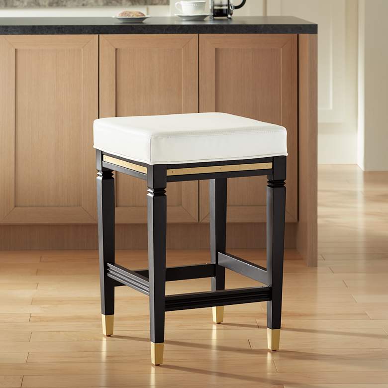 Image 1 Jaxon 26 inch High Black and White Faux Leather Counter Stool