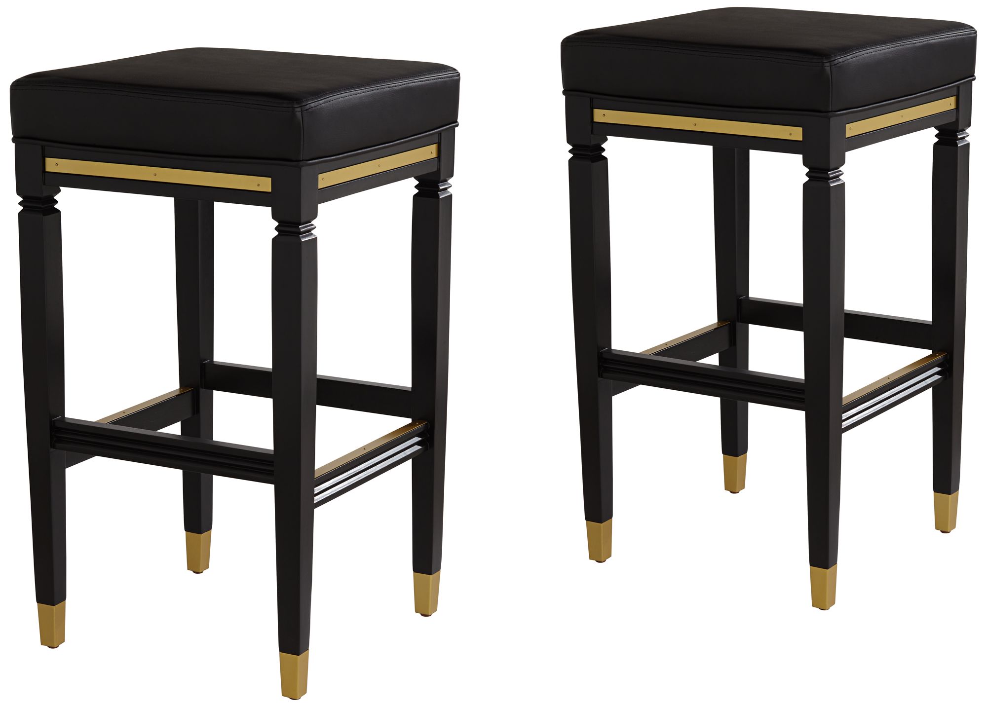 Image 2 Jaxon 31 1/4" Black Faux Leather and Wood Bar Stools Set of 2