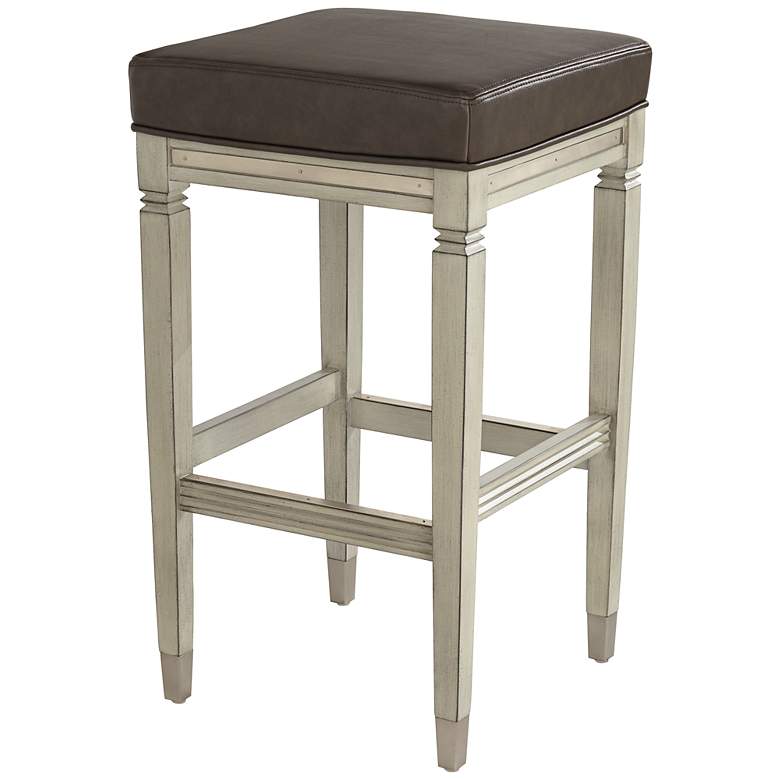 Image 7 Jaxon 31" Gray Faux Leather and Gunpowder Wood Bar Stools Set of 2 more views