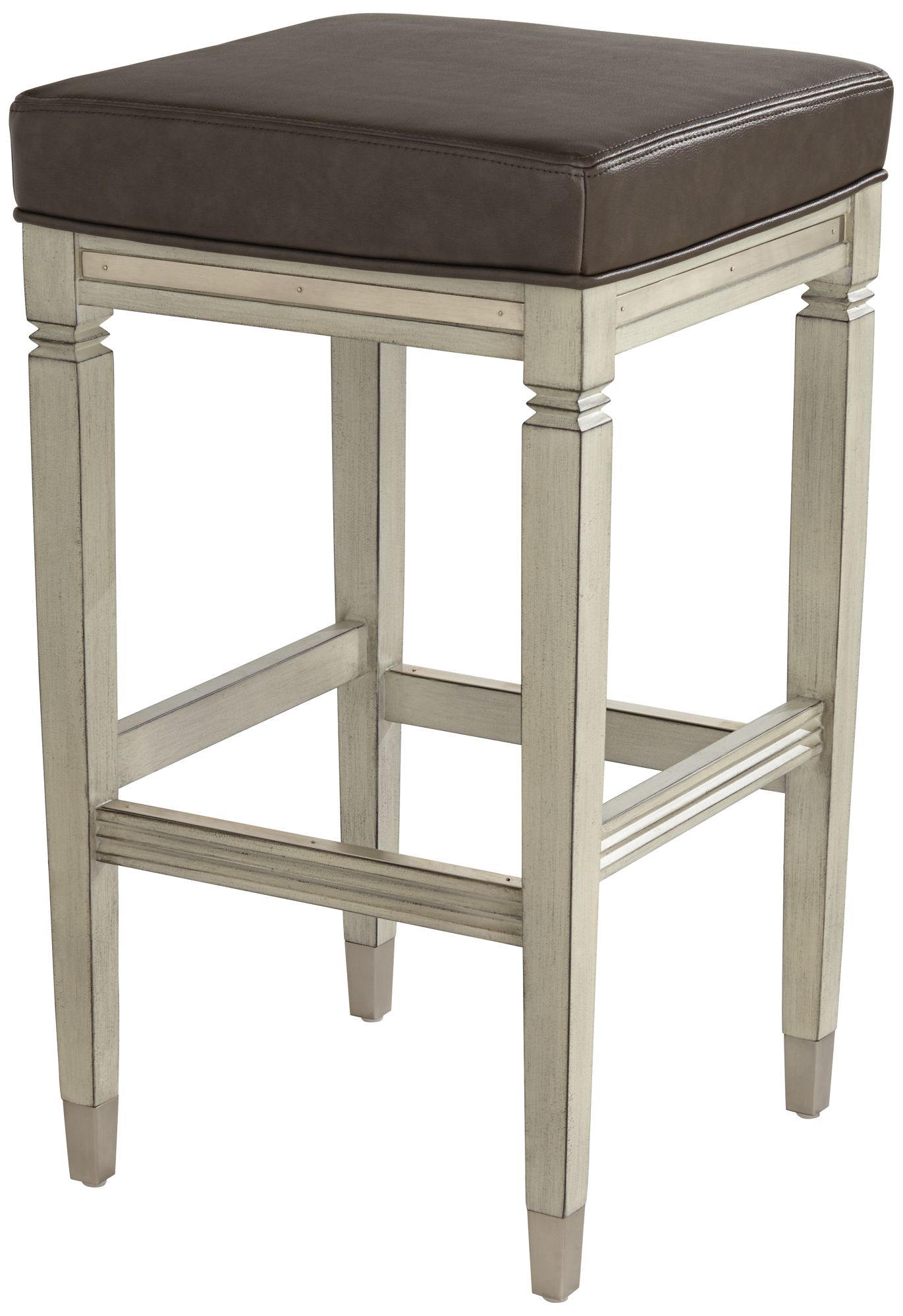 Image 7 Jaxon 31" Gray Faux Leather and Gunpowder Wood Bar Stools Set of 2 more views