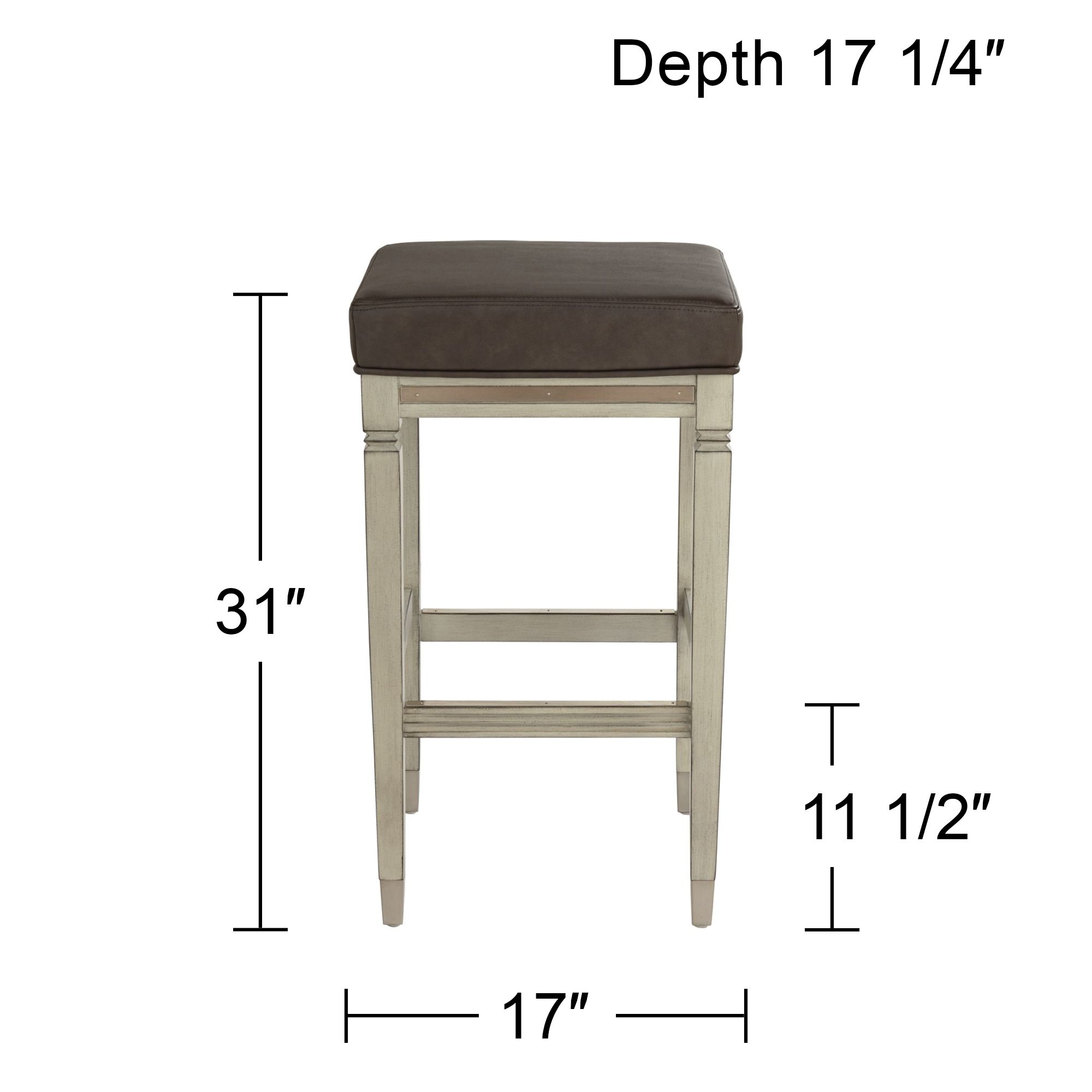 Jaxon 31" Gray Faux Leather and Gunpowder Wood Bar Stools Set of 2