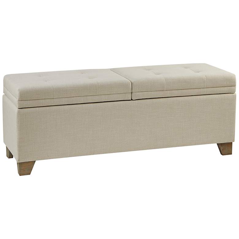 Image 2 Jaxon 52 1/2 inch Wide Natural Fabric Tufted Storage Bench