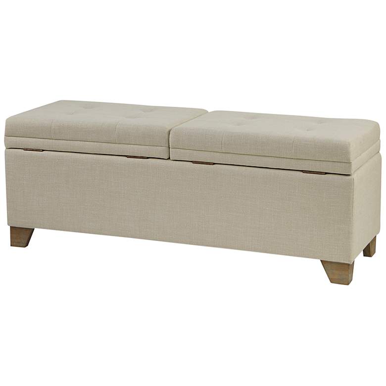 Image 7 Jaxon 52 1/2" Wide Natural Fabric Tufted Storage Bench more views