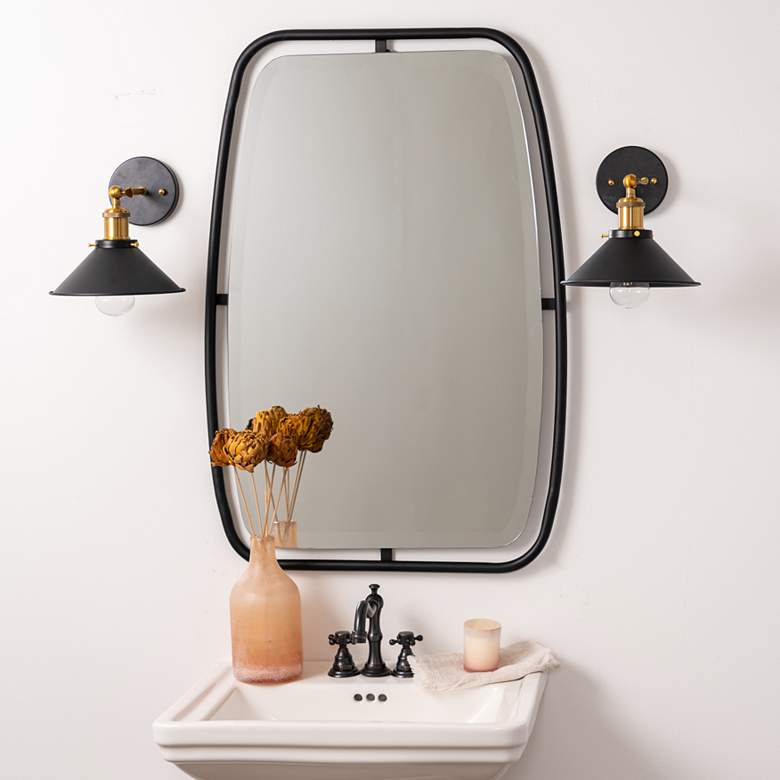 Image 1 Jaxon Matte Black Metal 24" x 36" Rectangular Wall Mirror
