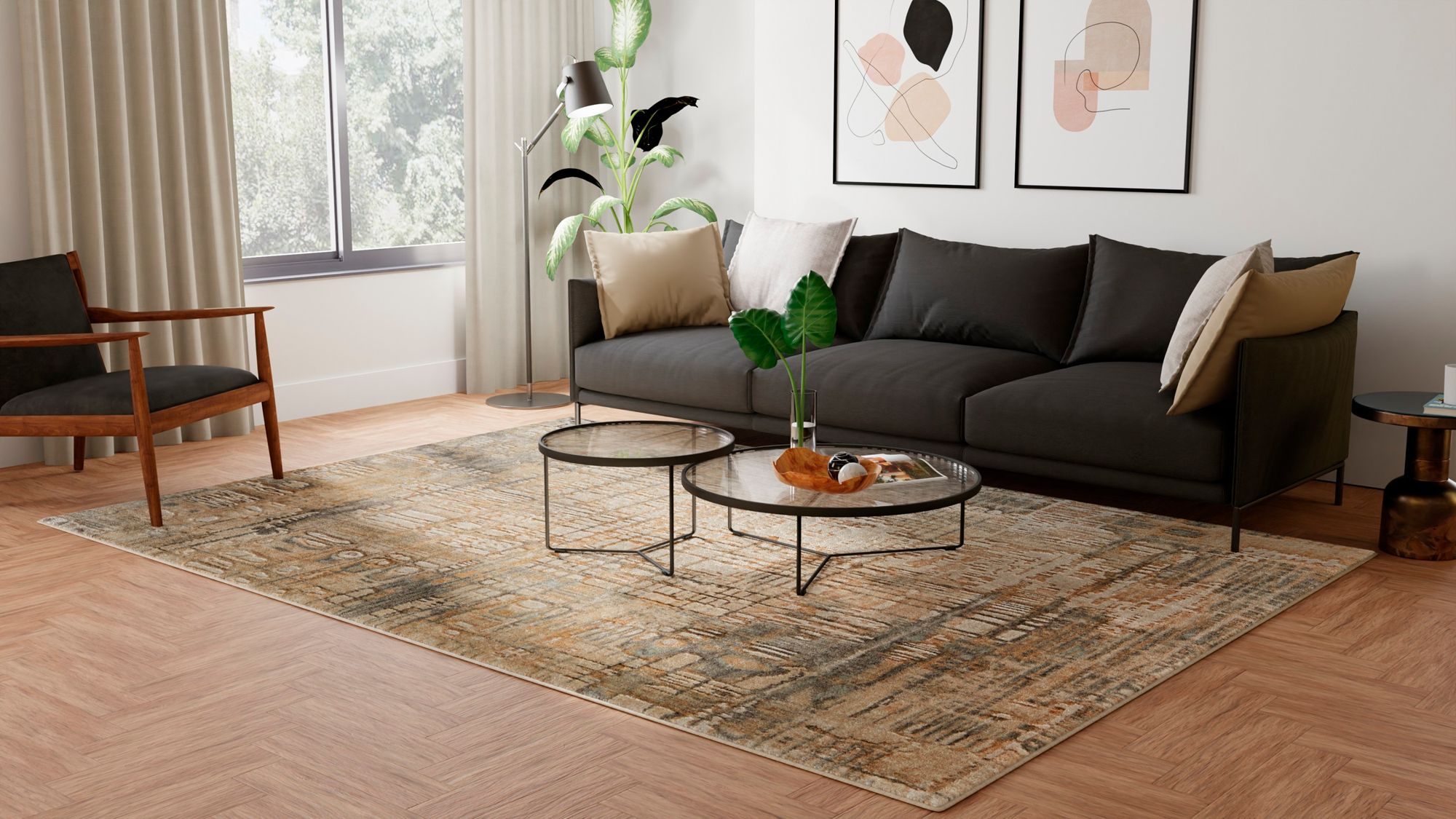 Image 2 Jaxson Modern Abstract Soft Indoor Ivory Area Rug 39PZF more views