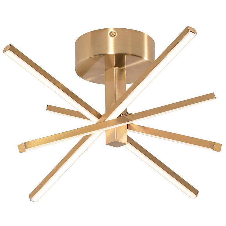 Image 1 Jaxx - LED Flush Mount - Satin Brass Finish - White Lens
