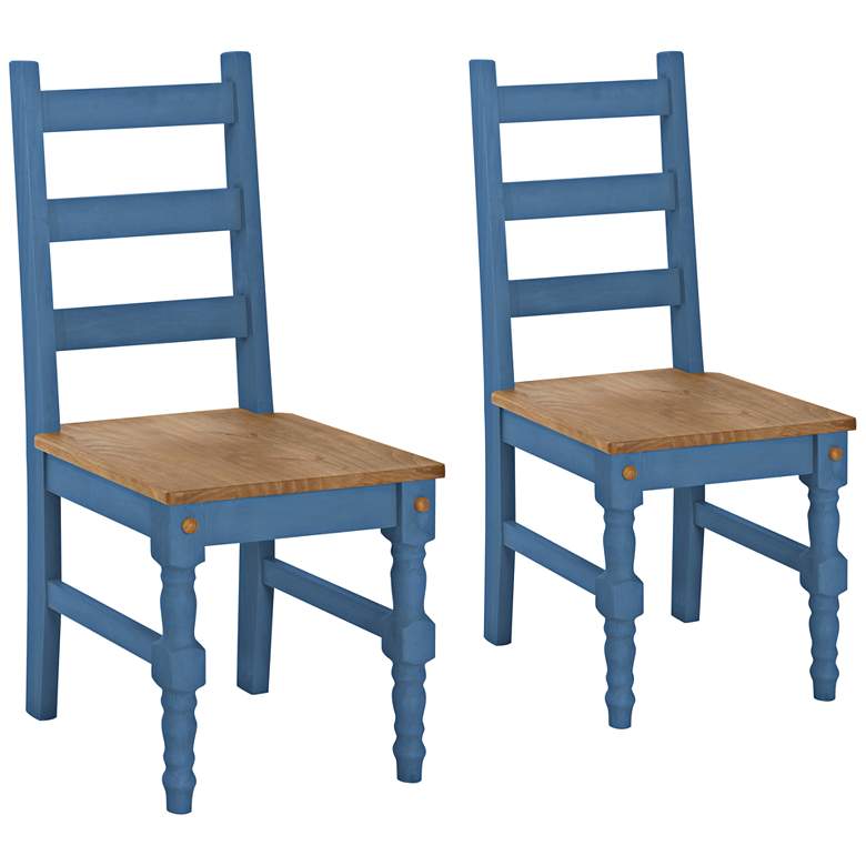 Image 1 Jay Matte Blue Wash Wood Dining Chair Set of 2