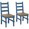 Jay Matte Blue Wash Wood Dining Chair Set of 2