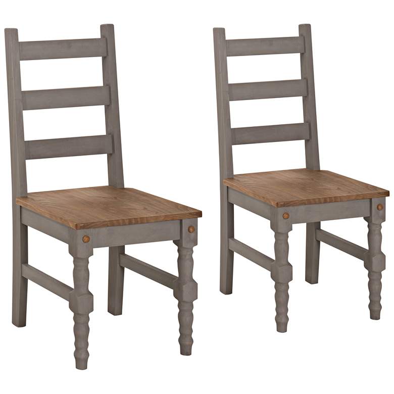 Image 1 Jay Matte Gray Wash Wood Dining Chair Set of 2
