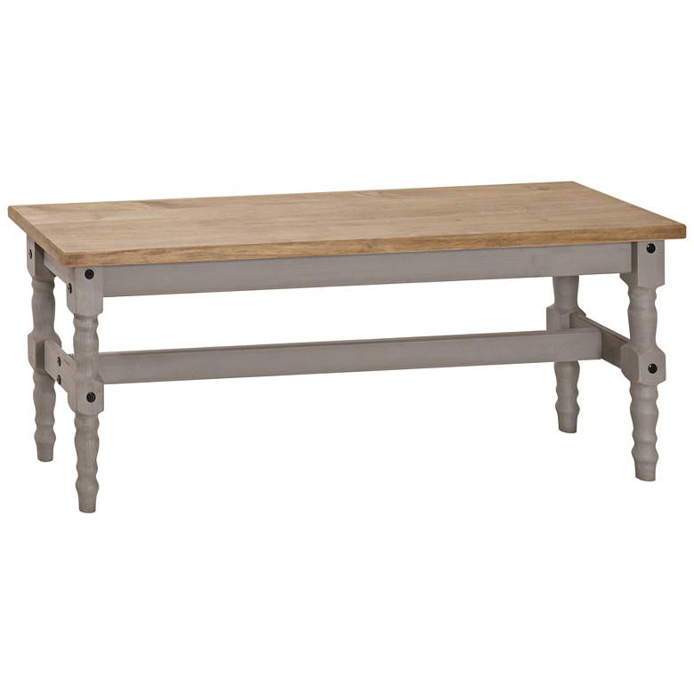 Image 1 Jay Matte Gray Wash Wood Indoor-Outdoor Dining Bench
