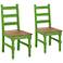Jay Matte Green Wash Wood Dining Chair Set of 2