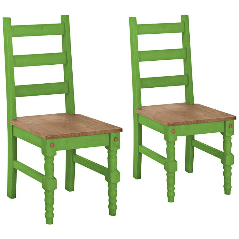 Image 1 Jay Matte Green Wash Wood Dining Chair Set of 2