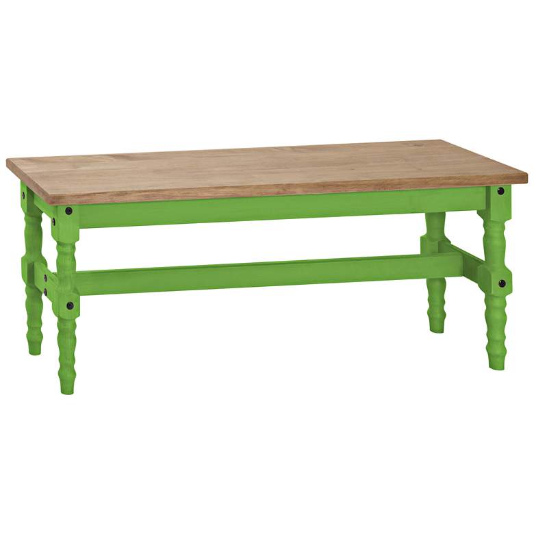 Image 1 Jay Matte Green Wash Wood Indoor-Outdoor Dining Bench