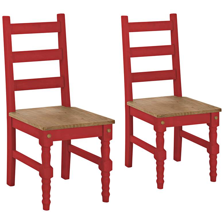 Image 1 Jay Matte Red Wash Wood Dining Chair Set of 2
