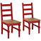 Jay Matte Red Wash Wood Dining Chair Set of 2